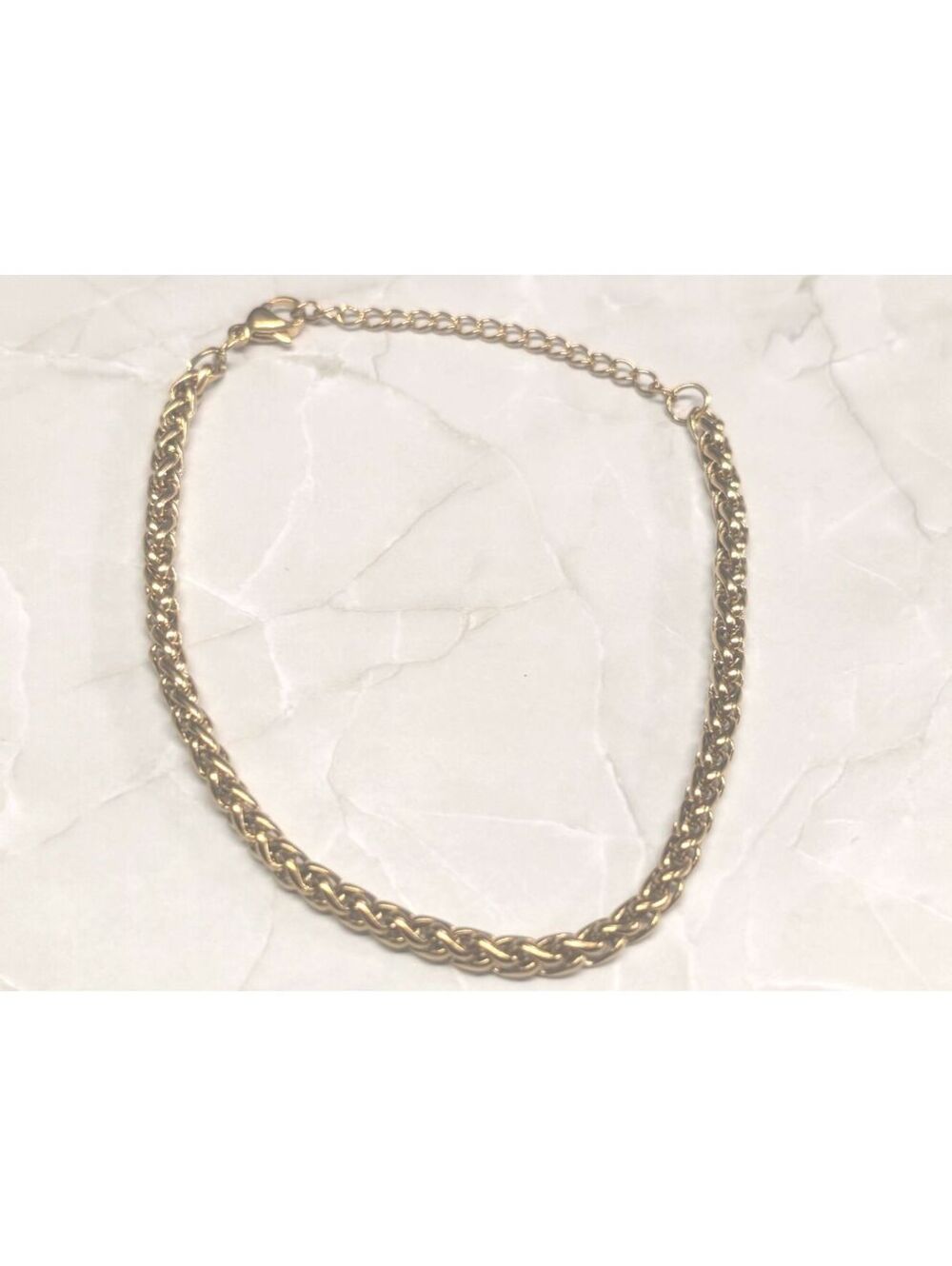 New 9.5" 18K GP Gold PLated Chain Bracelet Adjustable Length Braided Rope Woven